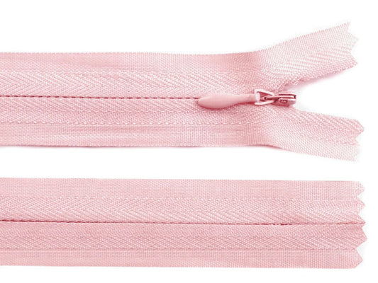 Slēptais rāvējslēdzējs - pūderrozā