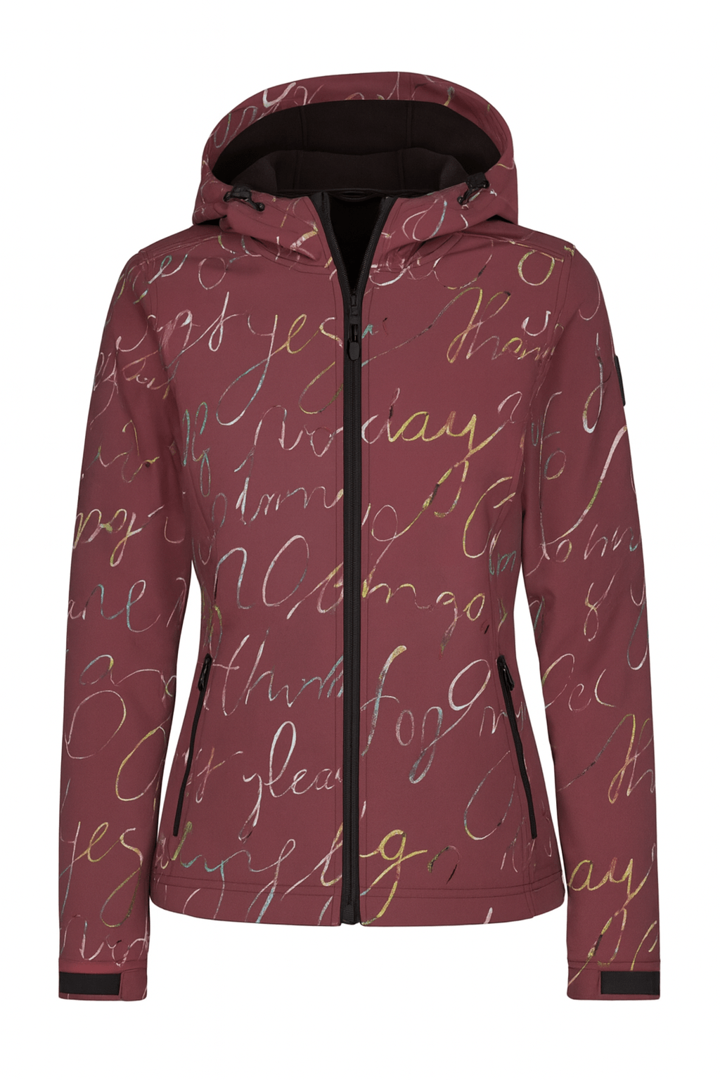 Softshell audums ar elastānu - bordo rakstains 250 g/m²