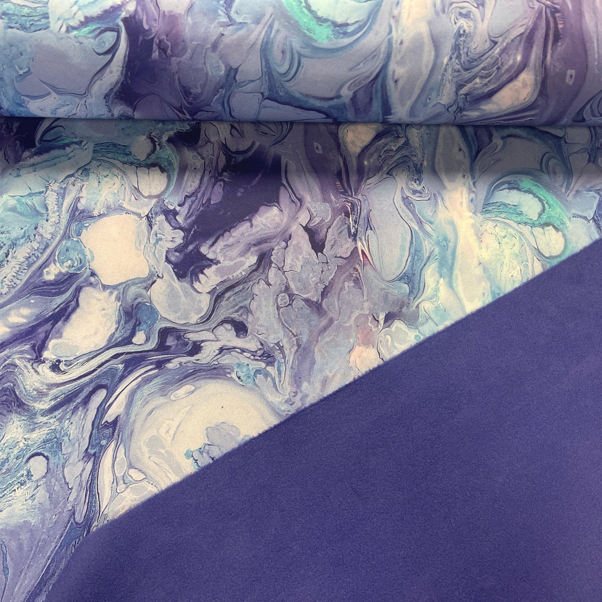 Softshell audums ar elastānu - zils akvarelis 310 g/m²