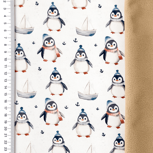 Attēls ar Softshell audums - pingvīniņi 310 g/m² – pieejams Šarlotes audumi