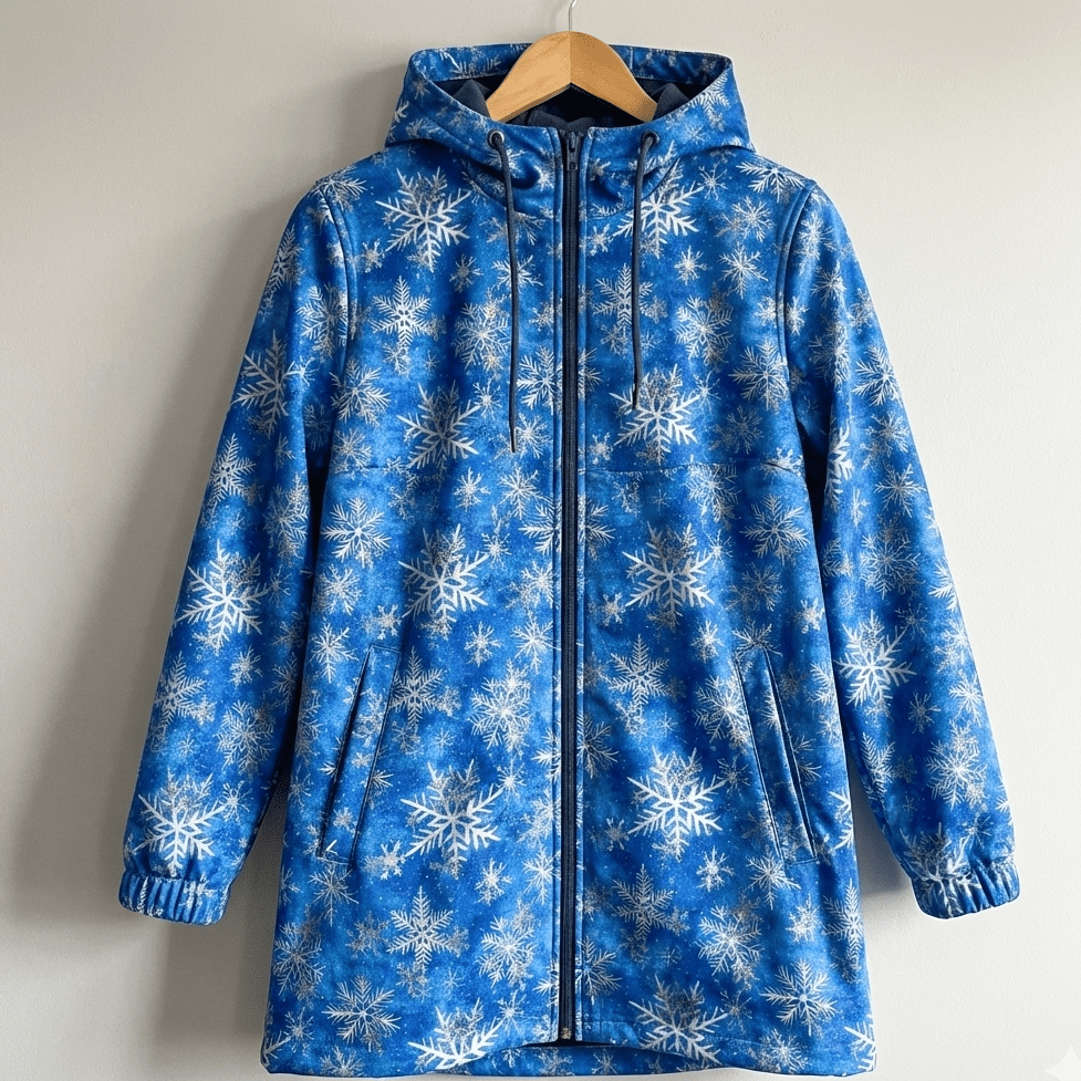 Attēls ar Softshell audums - sniegpārslas 300 g/m² – pieejams Šarlotes audumi