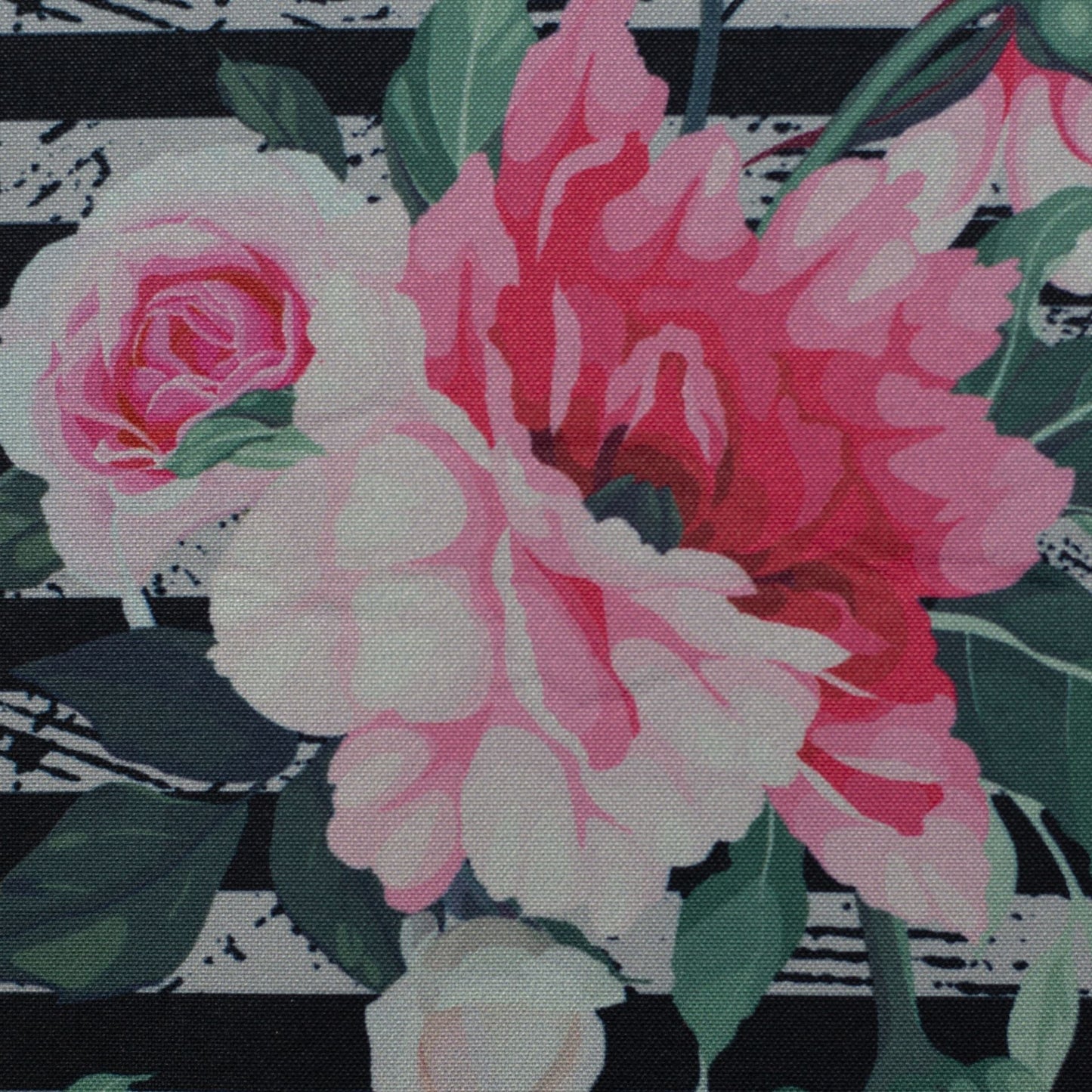 Softshell audums - svītras ar ziediem 330 g/m²