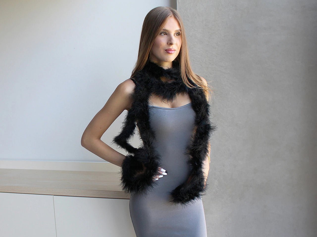 Spalvu boa - melns 2 m