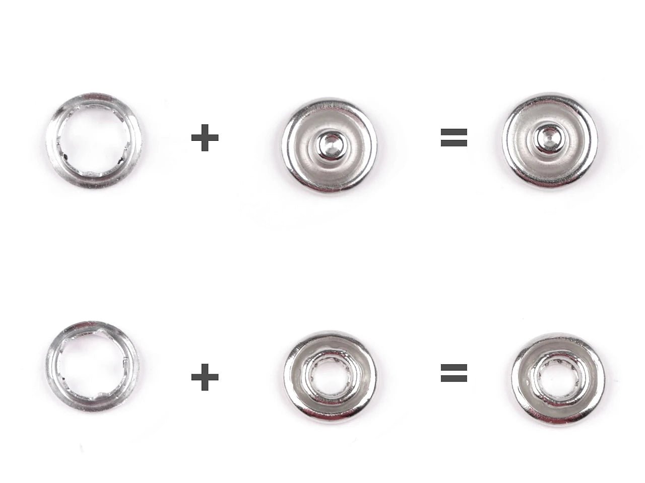 Spiedpogas metāla Ø10 mm 50 gab| dažādu krāsu