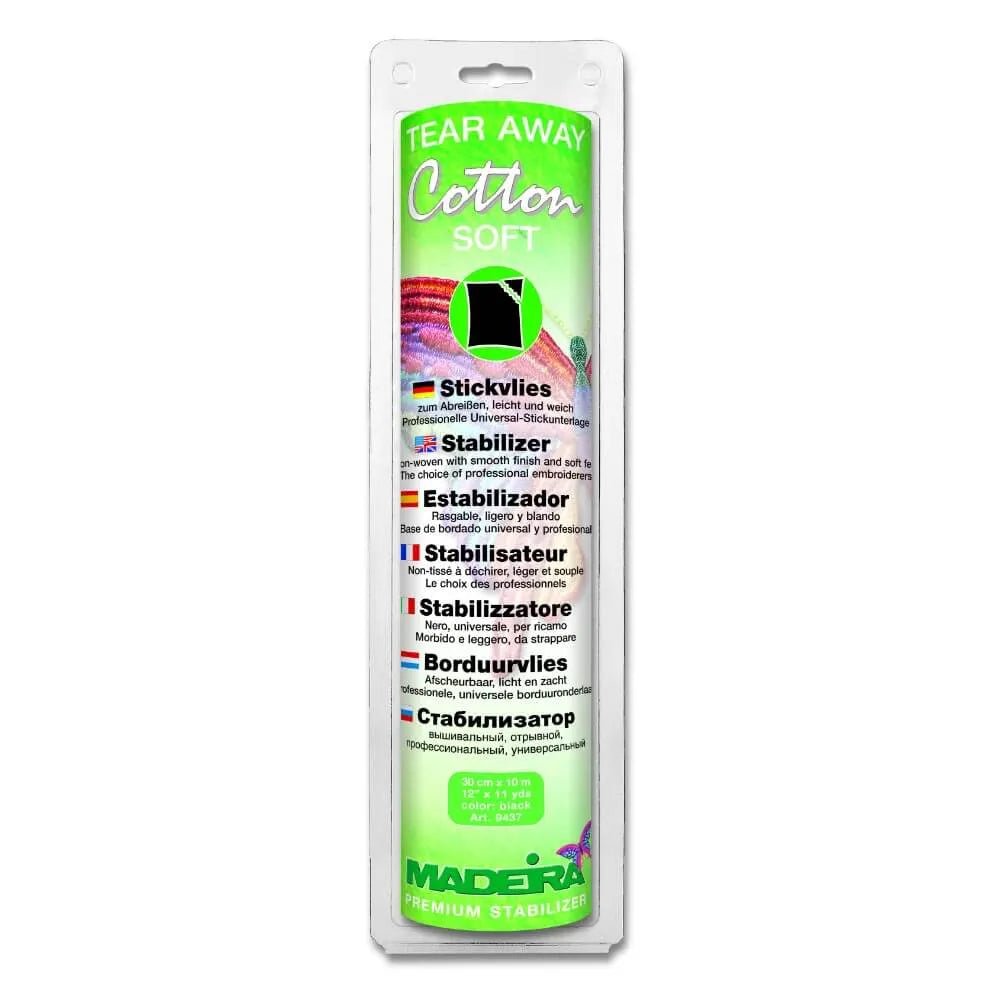 Stabilizators izšūšanai noplēšams Madeira Cotton Soft Black 30 cm × 10 m