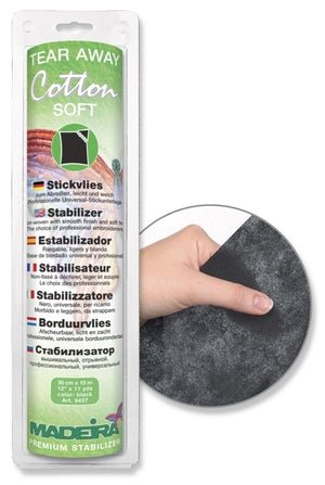 Stabilizators izšūšanai noplēšams Madeira Cotton Soft Black 30 cm × 10 m