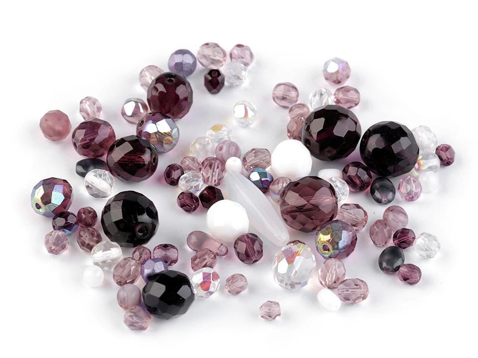 Stikla pērlītšu mix , Ø3 - 20 mm, dažādi izmēri, 50 g - dažādu krāsu varianti