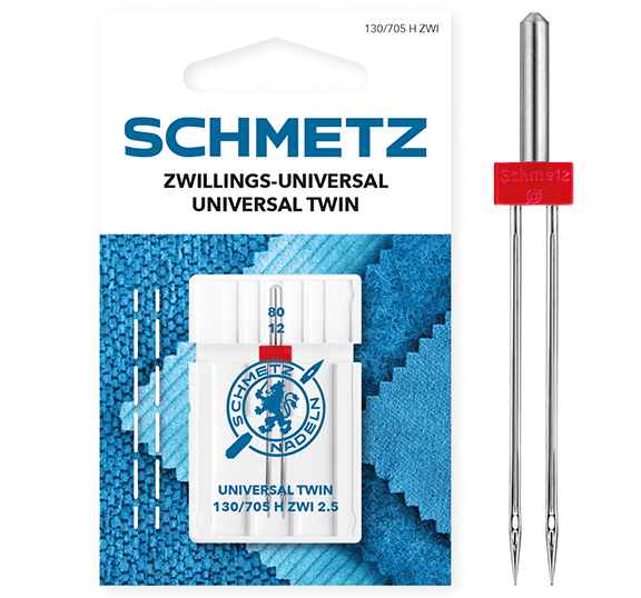 Attēls ar Šujmašīnu adata dubultā universālā SCHMETZ UNIVERSAL TWIN ZWI - Nr.2,5/80 (1gab.) – pieejams Šarlotes audumi