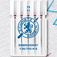 Attēls ar Šujmašīnu adatas izšūšanai SCHMETZ EMBROIDERY NEEDLES - Nr.75 (5gab.) – pieejams Šarlotes audumi