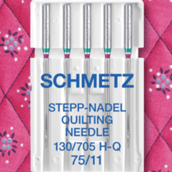 Attēls ar Šujmašīnu adatas kviltam, stepēšanai SCHMETZ QUILTING - Nr.75 (5gab.) – pieejams Šarlotes audumi