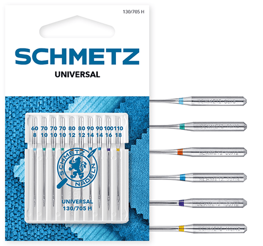 Šujmašinu adatas universālās SCHMETZ UNIVERSAL - Nr.60/70/80/90/100/110 (10gab.)