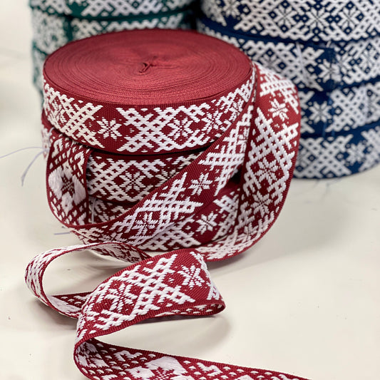 Tautiskā lente, josta 40mm - bordo - LV