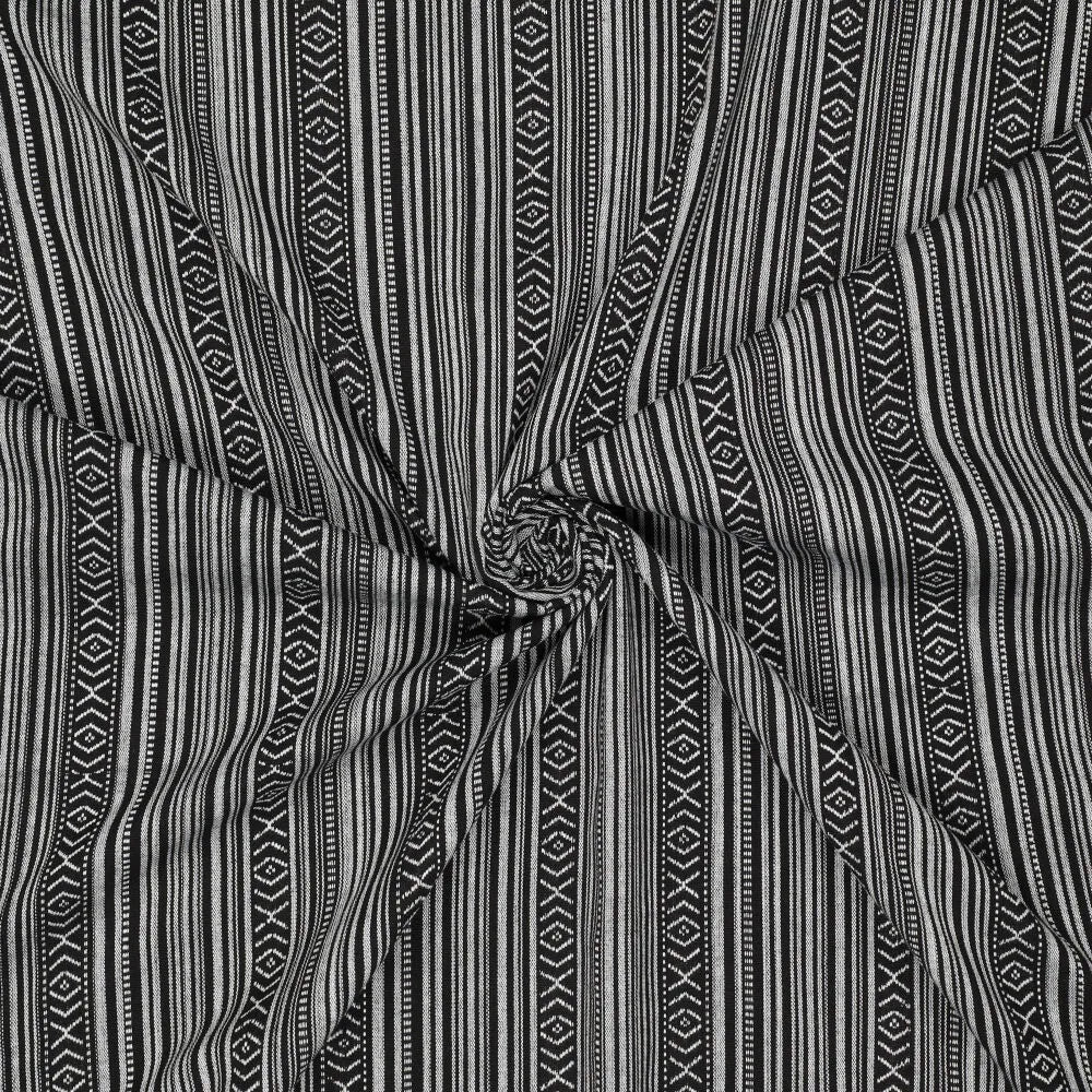 Tautiska raksta audums - melns ar pelēku 200 g/m²