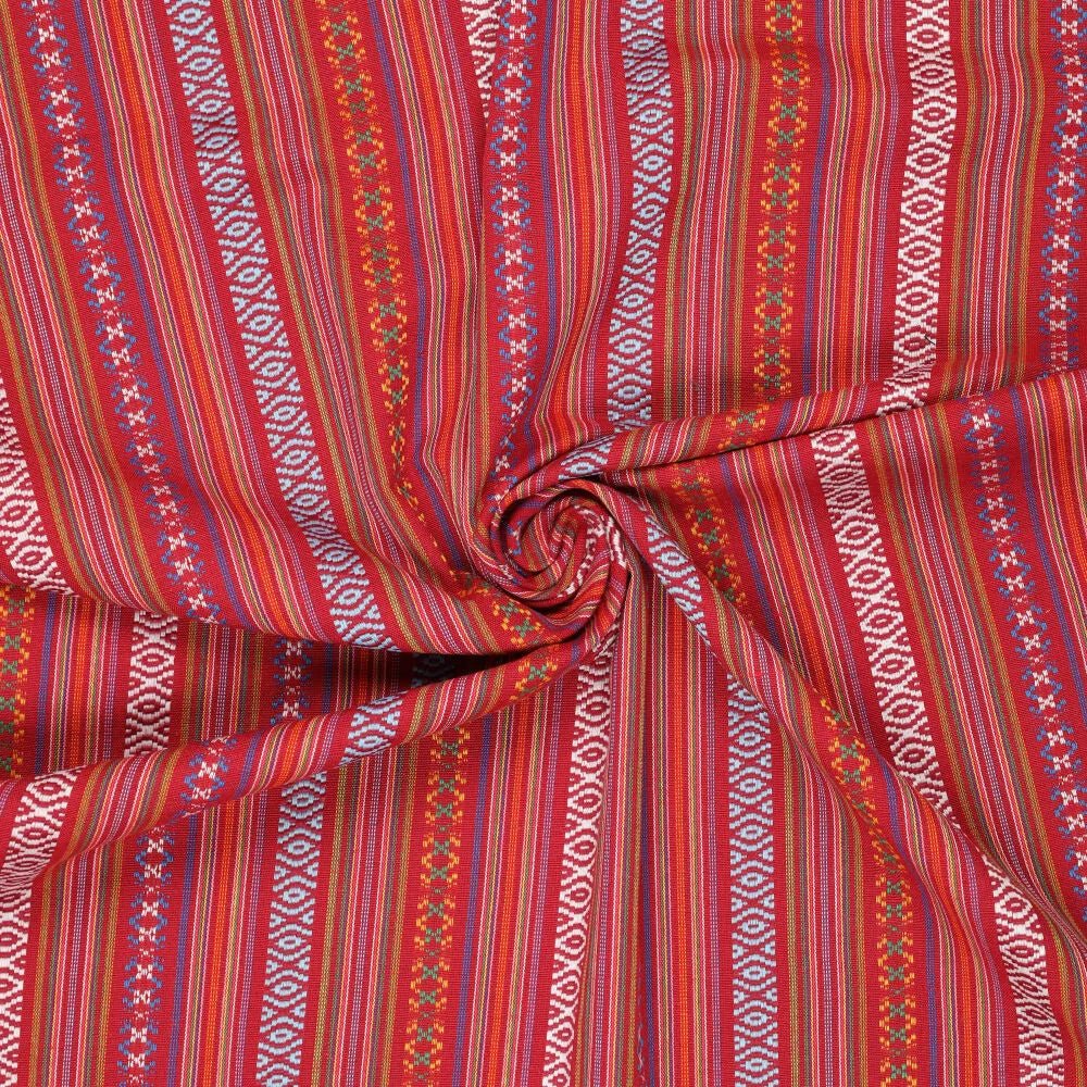 Tautiska raksta audums - sarkanie toņi 200 g/m²