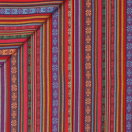 Tautiska raksta audums - sarkanie un zilie toņi 200 g/m²