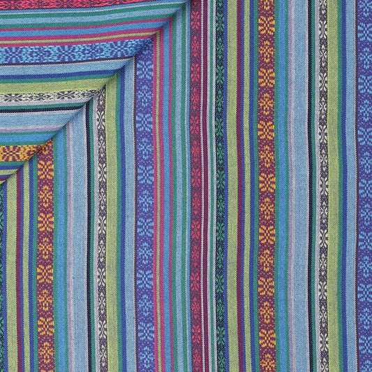 Tautiska raksta audums - zils ar zaļu 200 g/m²