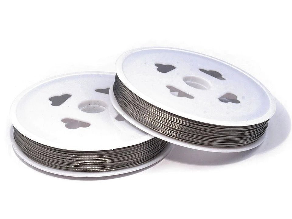 Tērauda stieplīte ar neilona pārklājumu | Ø 0,45 mm | 48–50 m | Platīna krāsa