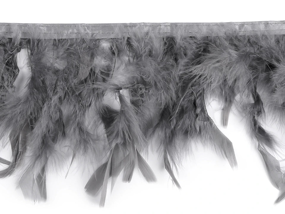 Tītara spalvu apdares lente - pelēka (50 cm iepakojums)