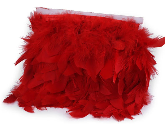 Tītara spalvu apdares lente - sarkana (50 cm iepakojums)