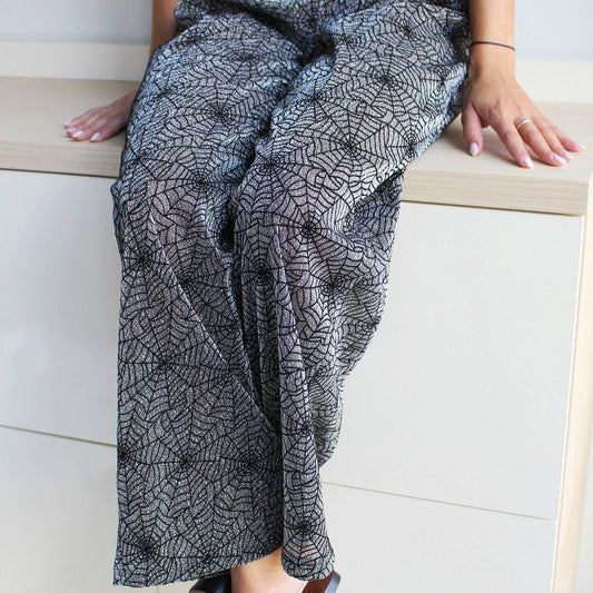 Trikotāžas audums ar lureksu, zirnekļu tīkls (Halloween) 90 g/m²