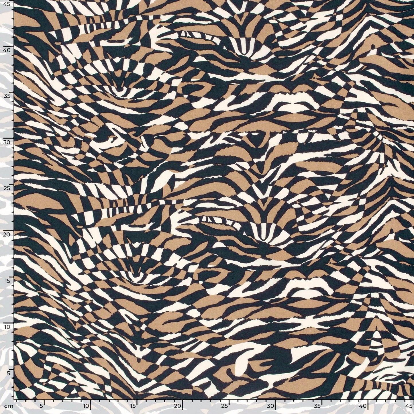 Attēls ar Viskozes audums - brūns zebras motīvs 125 g/m² – pieejams Šarlotes audumi