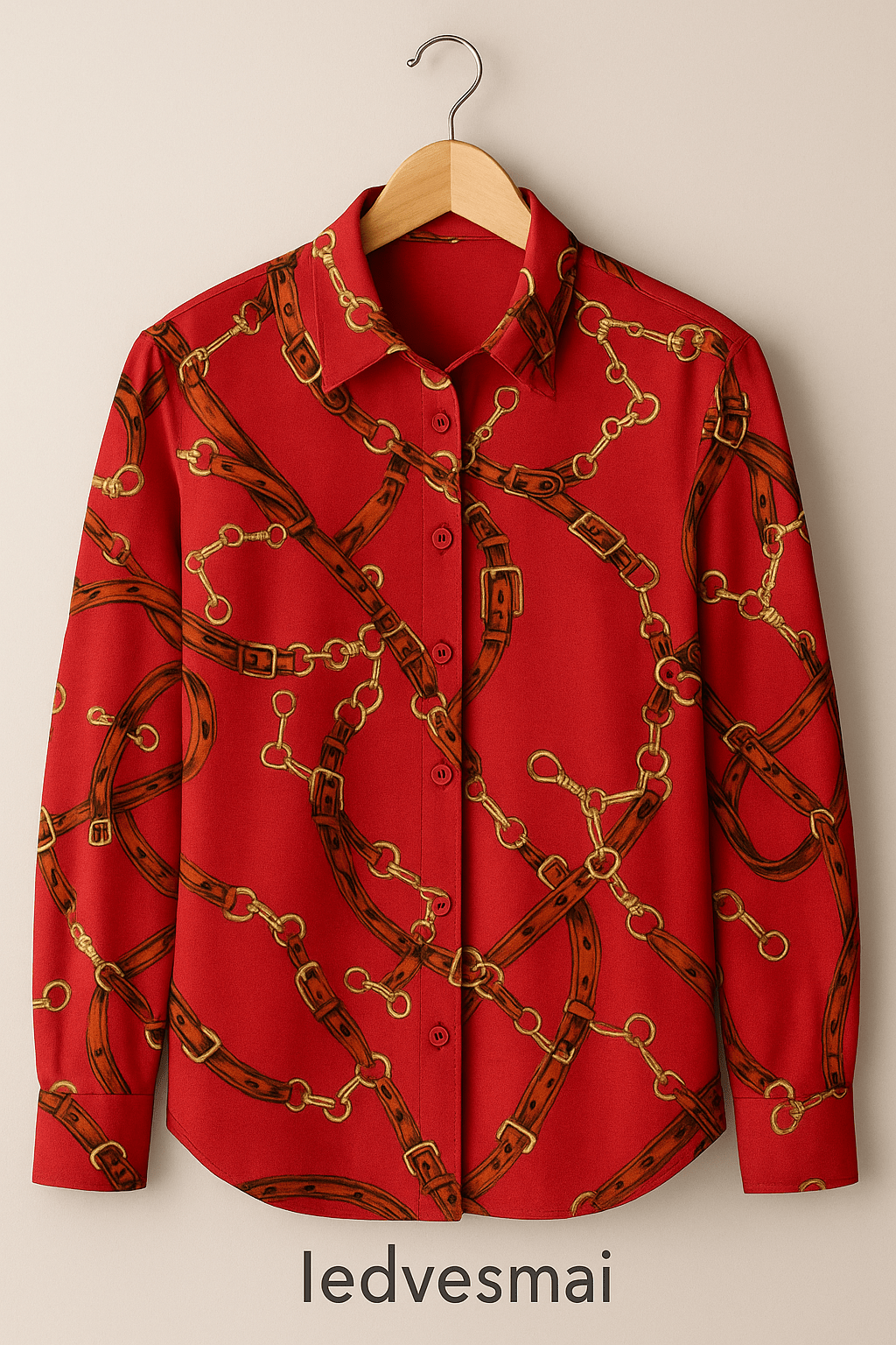 Viskozes audums - ķēdes uz sarkana fona 130 g/m²