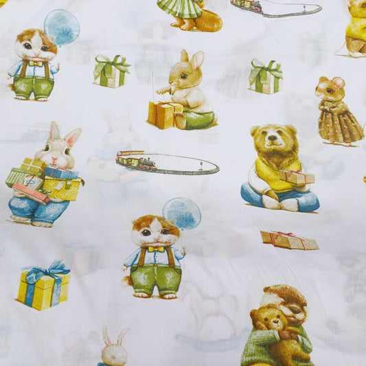 100% Kokvilnas audums-dzÄ«vnieki ar dÄvanÄm 130 g/m²