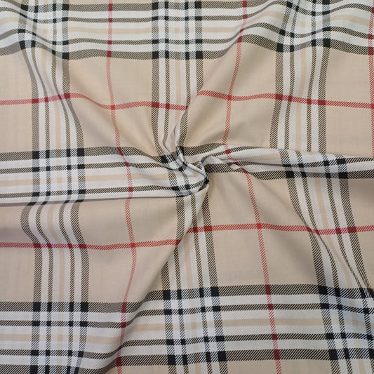 100% Kokvilnas audums-krÄmkrÄsas rÅ«tains 130 g/m²