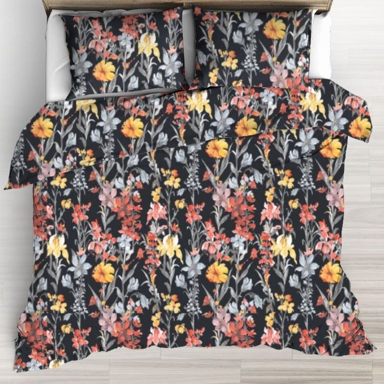 100% Kokvilnas audums-sārtie ziedi uz tumša fona 125 g/m²