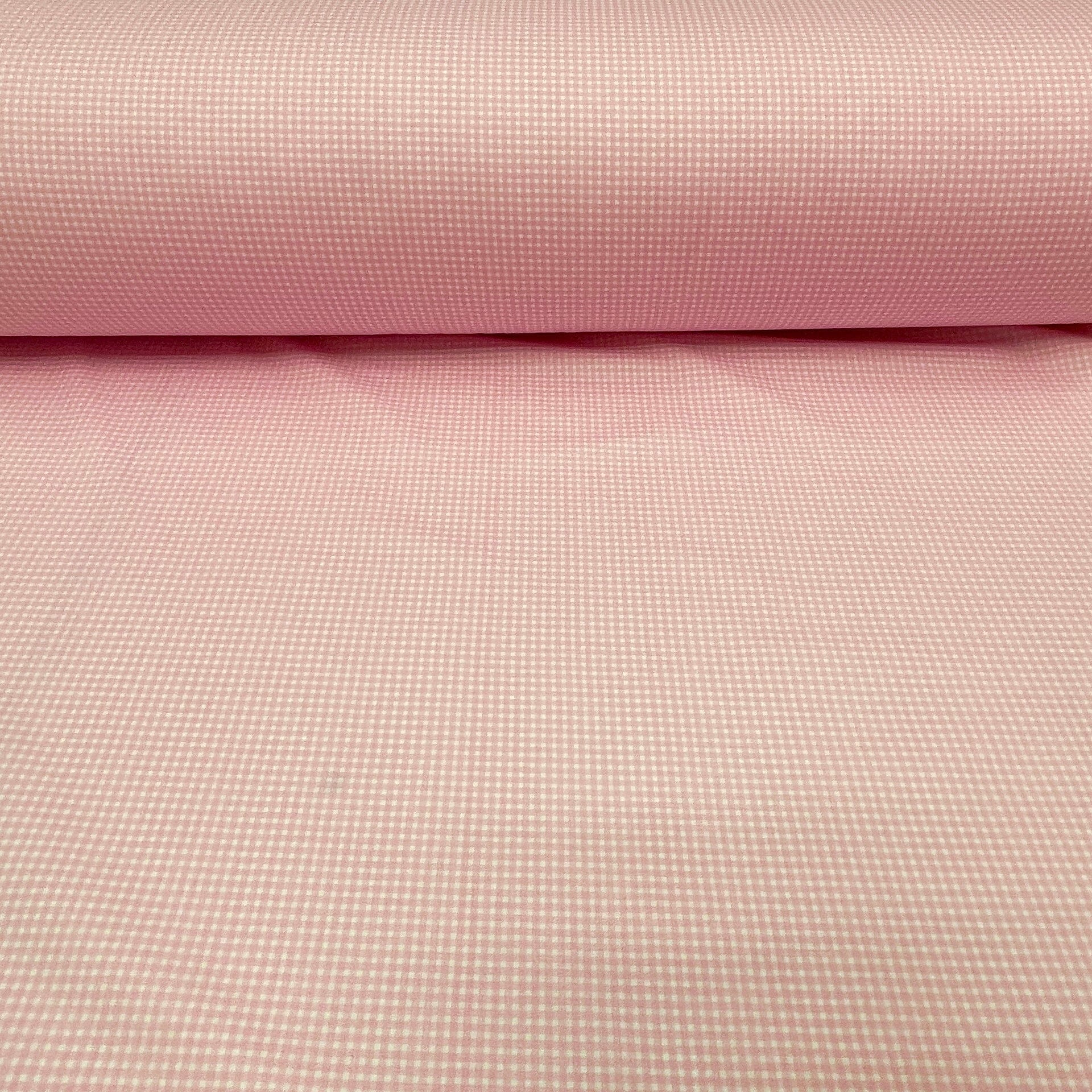 100% Kokvilnas audums-smalks rozā rūtains 125 g/m²