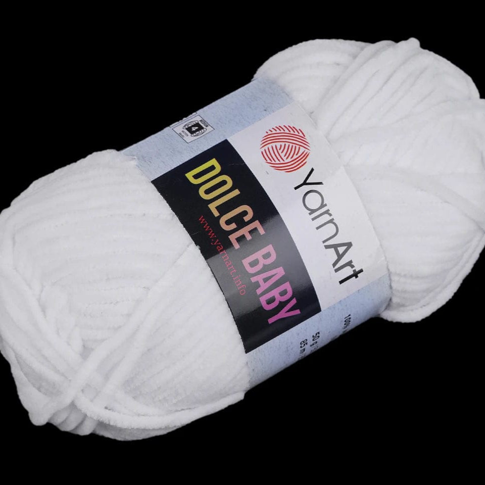 Dzija Yarn Art Dolce Baby-Zefīra dzija-balta 85m 50g #741