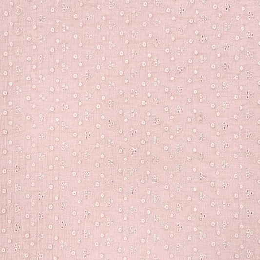 Muslīns ar izšuvumu-pūderrozā 195 g/m²