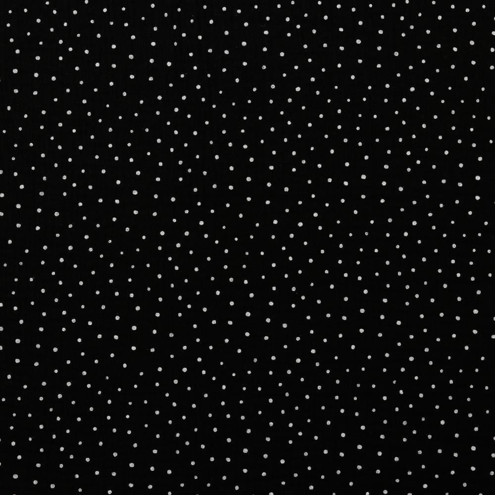 Muslīns-punktiņi uz melna fona 125 g/m²