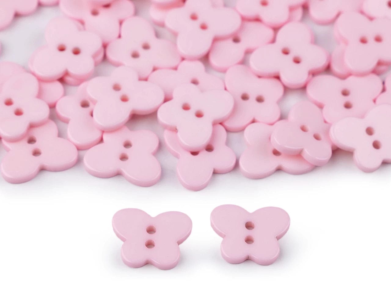 Plastmasas pogas 13 x 16 mm -rozā taurenis