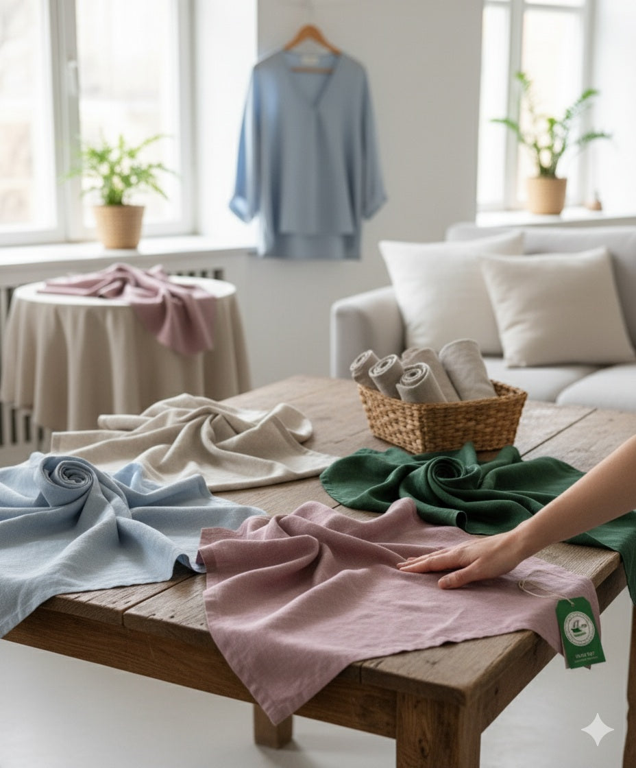 Vidutinio storio skalbta lininė medžiaga 230g/m²