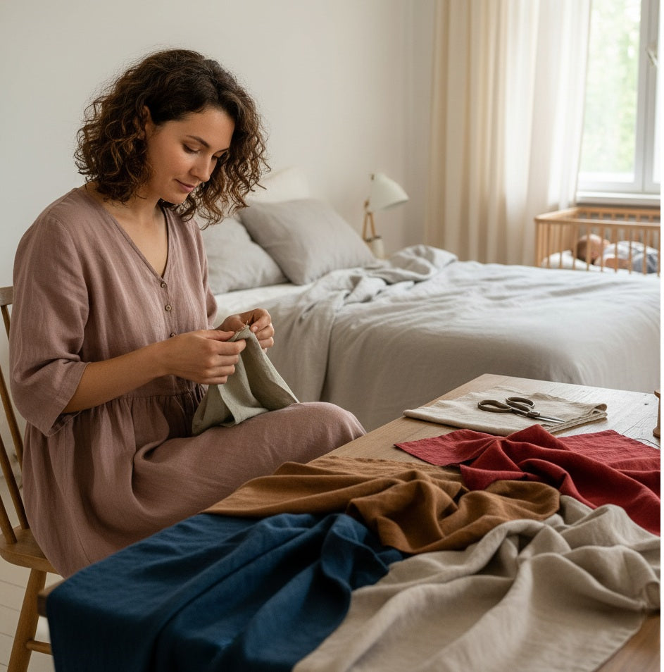 Vidutinio storio minkštinta lininė medžiaga 205g/m²