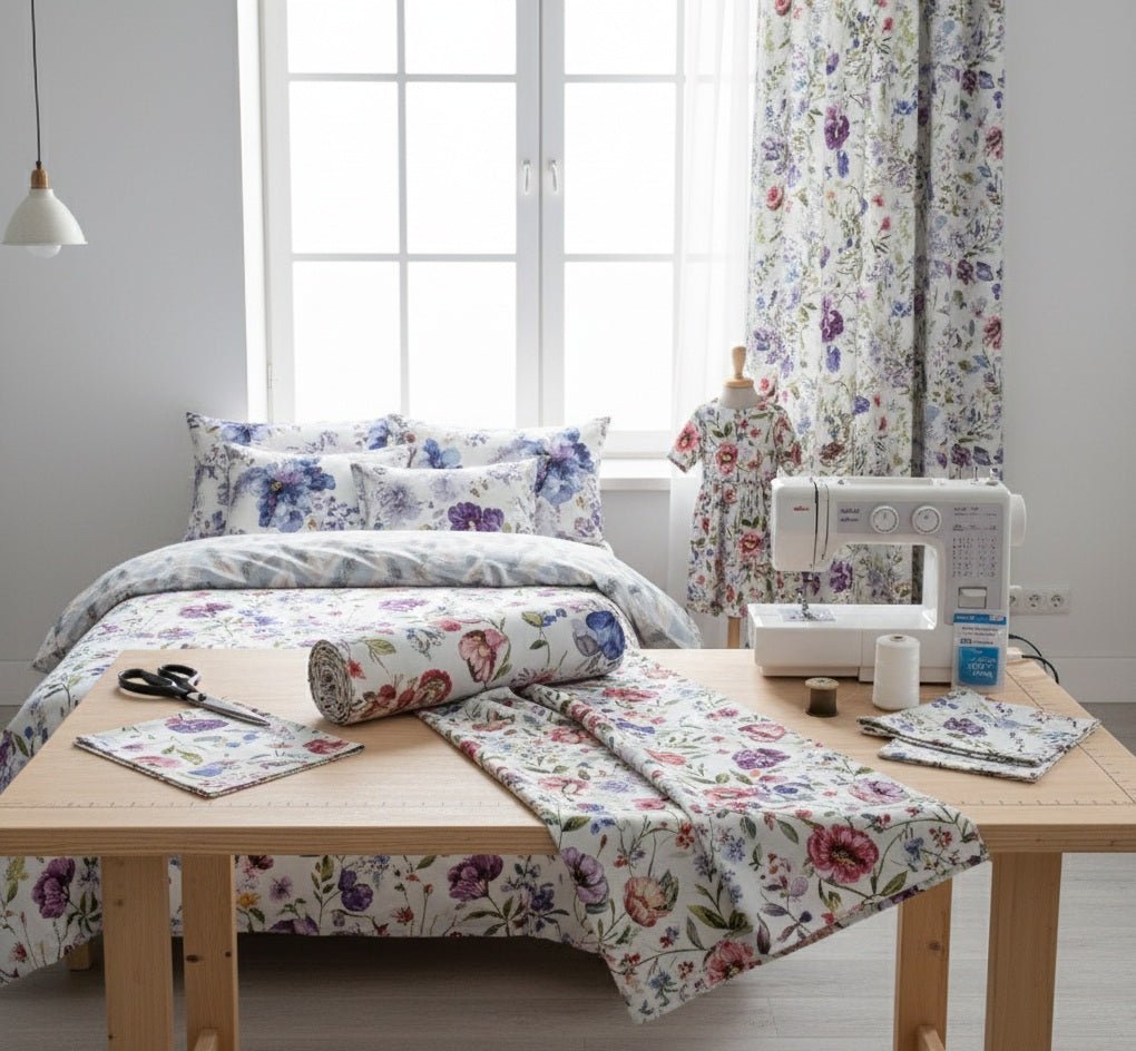 Platus 100 % medvilnės audinių pasirinkimas su spauda