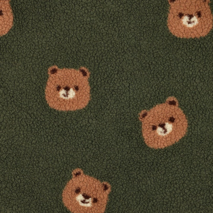 Teddy fliso meškiukai ant tamsiai žalios
