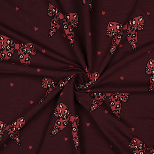Medvilninė kilpinė trikotažo juosta bordo spalvos
