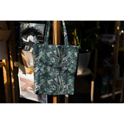 Canvas-Stoff – blaue Blumen in den Tropen, 225 g/m²