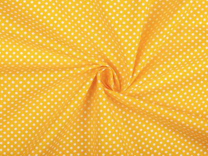 100 % tissu en coton - petits pois blancs sur fond jaune (4 mm) 130 g/m²