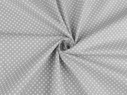 Tissu 100 % coton - pois blancs sur fond gris (4 mm) 125 g/m²