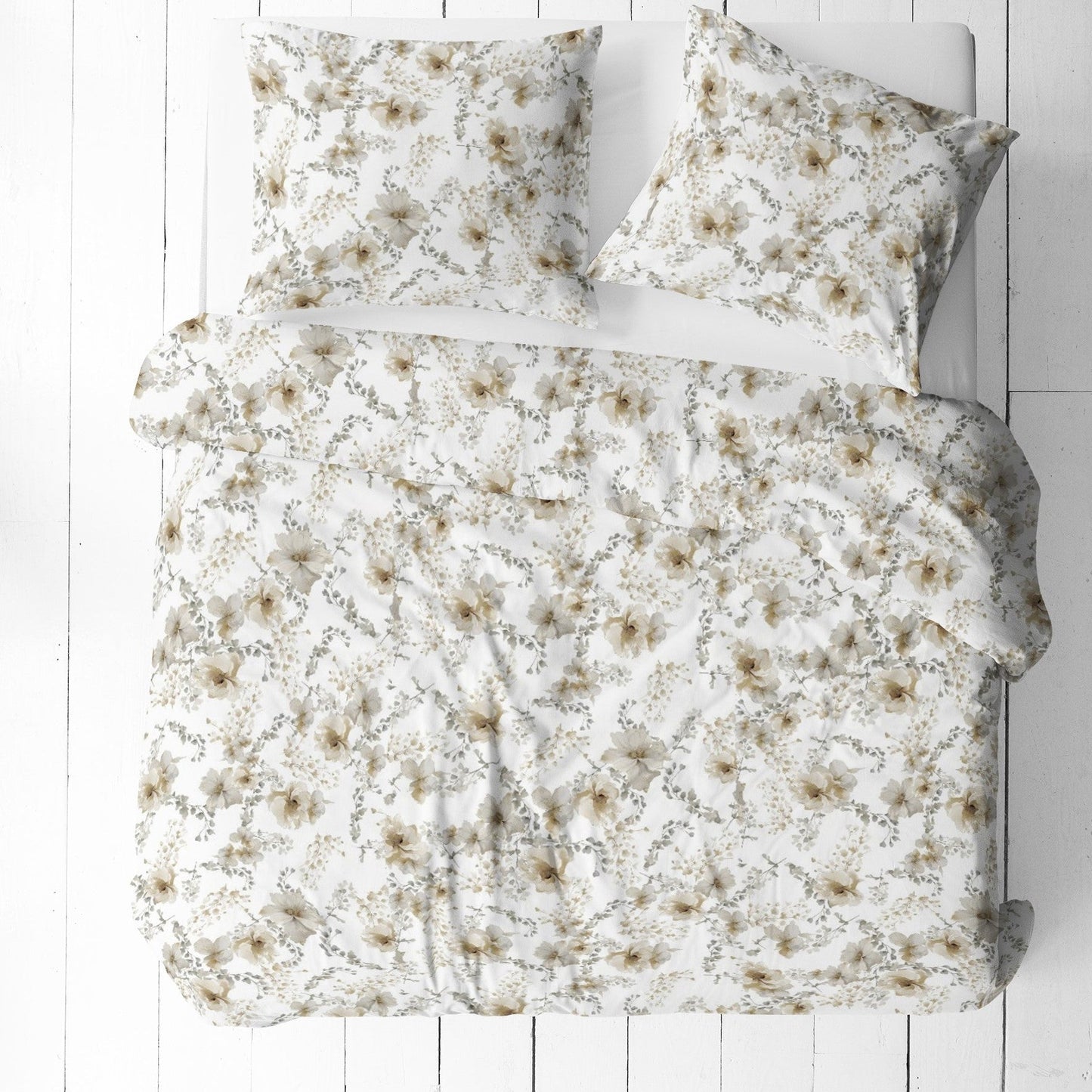 Attēls ar 100% Kokvilnas audums - balti ziedi 125 g/m² – pieejams Šarlotes audumi