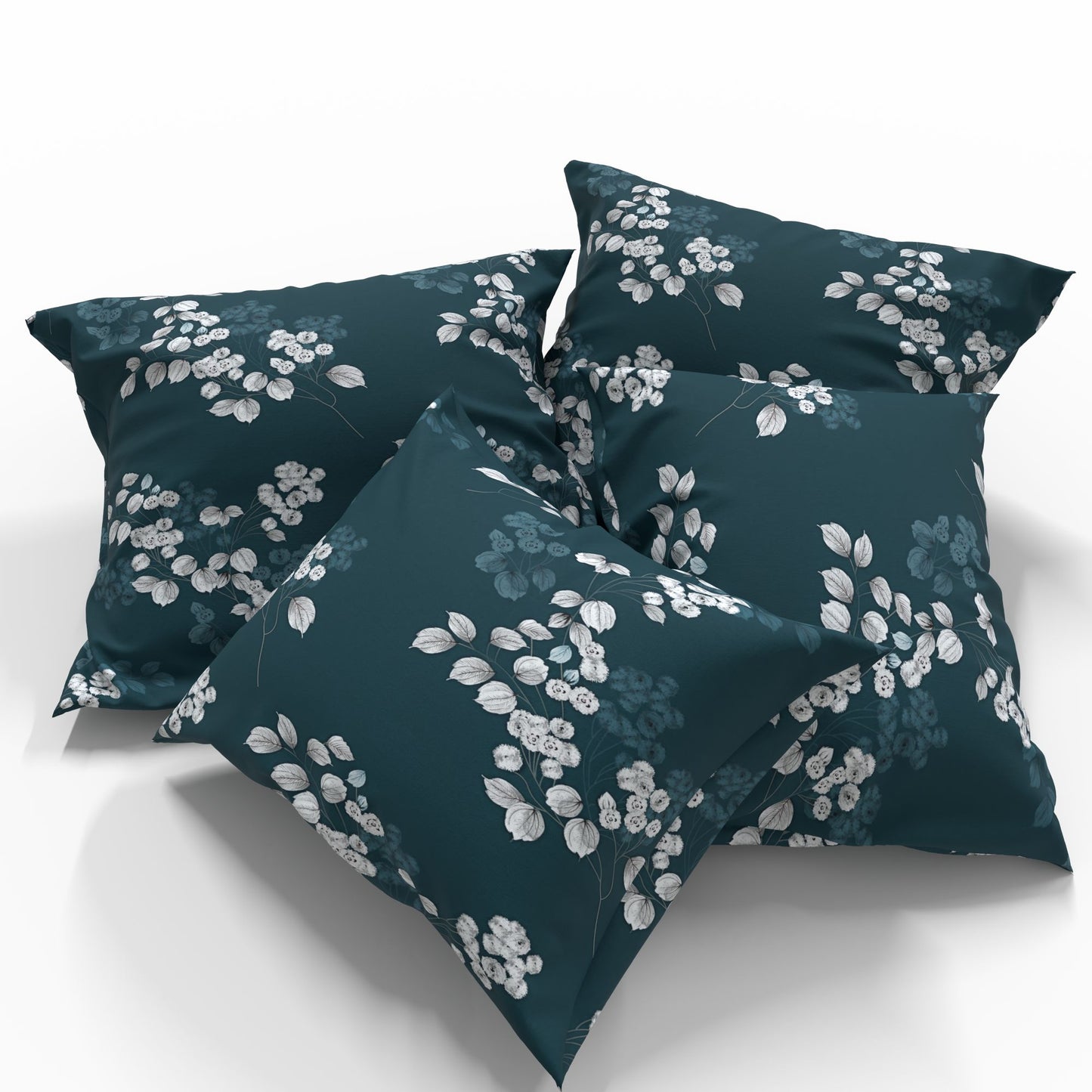 Attēls ar 100% Kokvilnas audums - baltie elegantie ziedi un lapas 220cm 146 g/m² – pieejams Šarlotes audumi