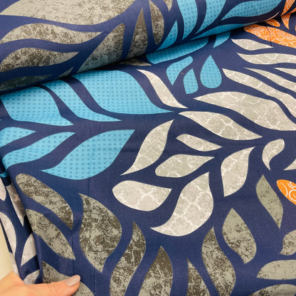 Tissu 100 % coton - motif de feuilles coloré 125 g/m