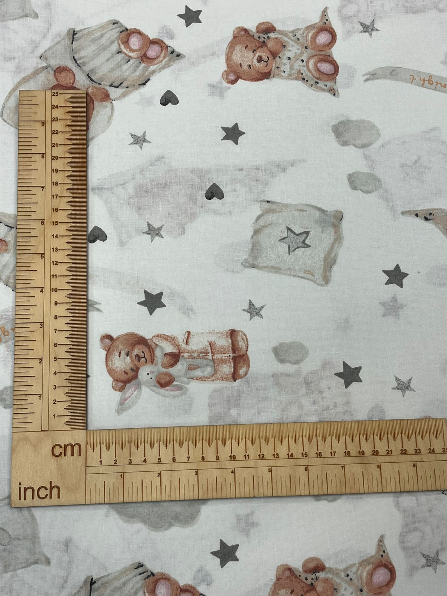 Image of 100% cotton fabric - sleeping bears 125 g/m² – available at Šarlotes audumi