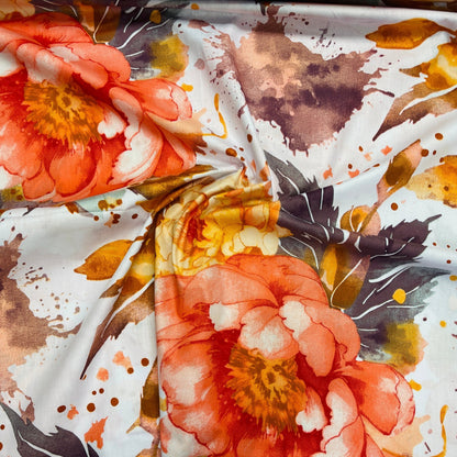100 % tissu en coton - grandes pivoines roses 125 g/m²