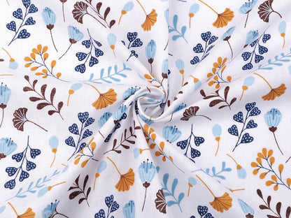 Tissu 100 % coton - petites fleurs bleues 125 g/m²