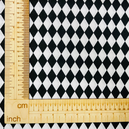 Tissu 100 % coton - losanges noir et blanc 125 g/m