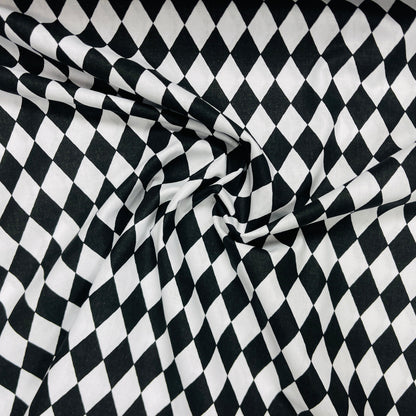 100 % tissu en coton - losanges noir et blanc 125 g/m